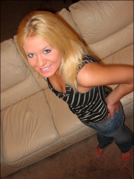 Blonde teen Chrissy strips down to a black bra and panty ensemble 61739866